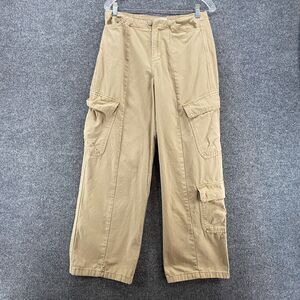 Full Tilt Jeans Womens 28 Beige Tan Cargo Wide Leg Hippie Baggy Loose 90s Skater